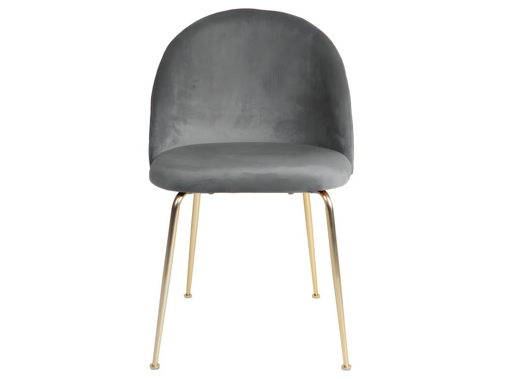 Meubiana Grey velvet dining chair with brass legs.