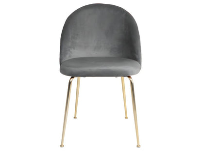 Meubiana Grey velvet dining chair with brass legs.