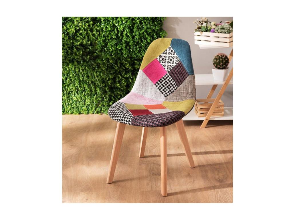 Meubiana fabric chair with light solid beech legs