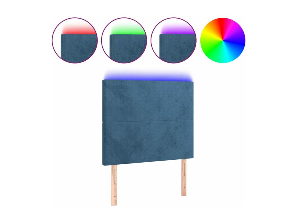 Dark Blue LED Headboard 80x5x118/128 cm Velvet