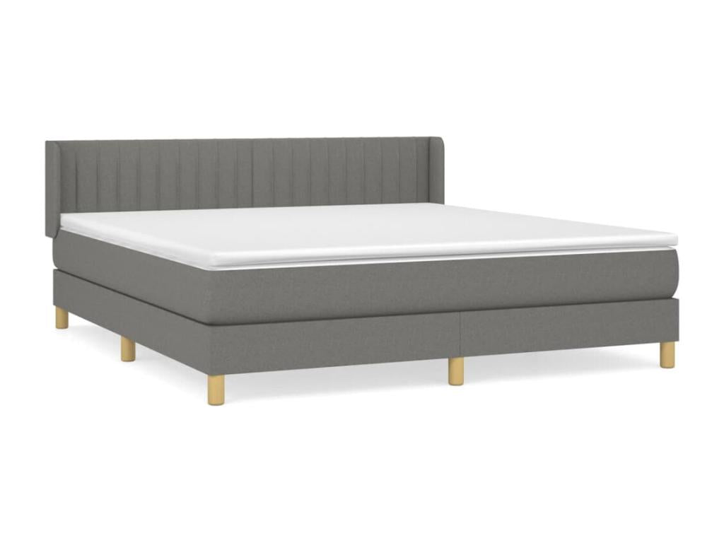 Upholstered bed base with mattress, dark grey, 160x200cm, fabric