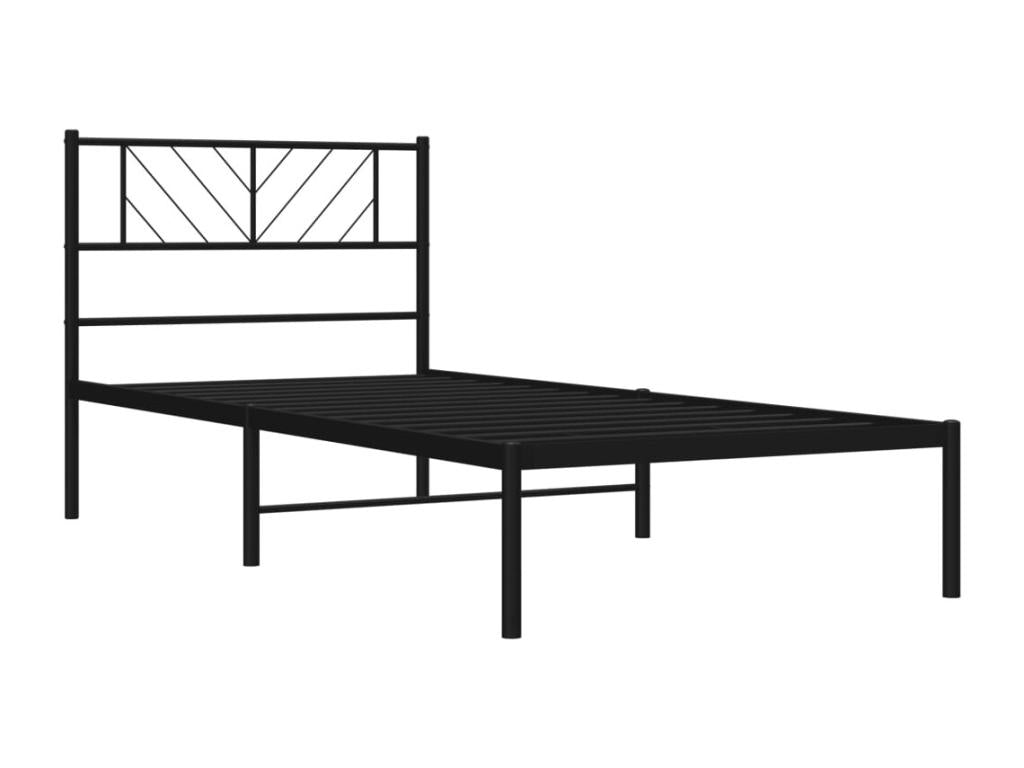Metal bed frame with black headboard 107x203