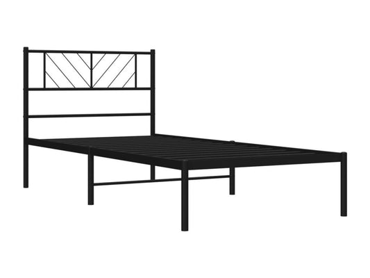 Metal bed frame with black headboard 107x203