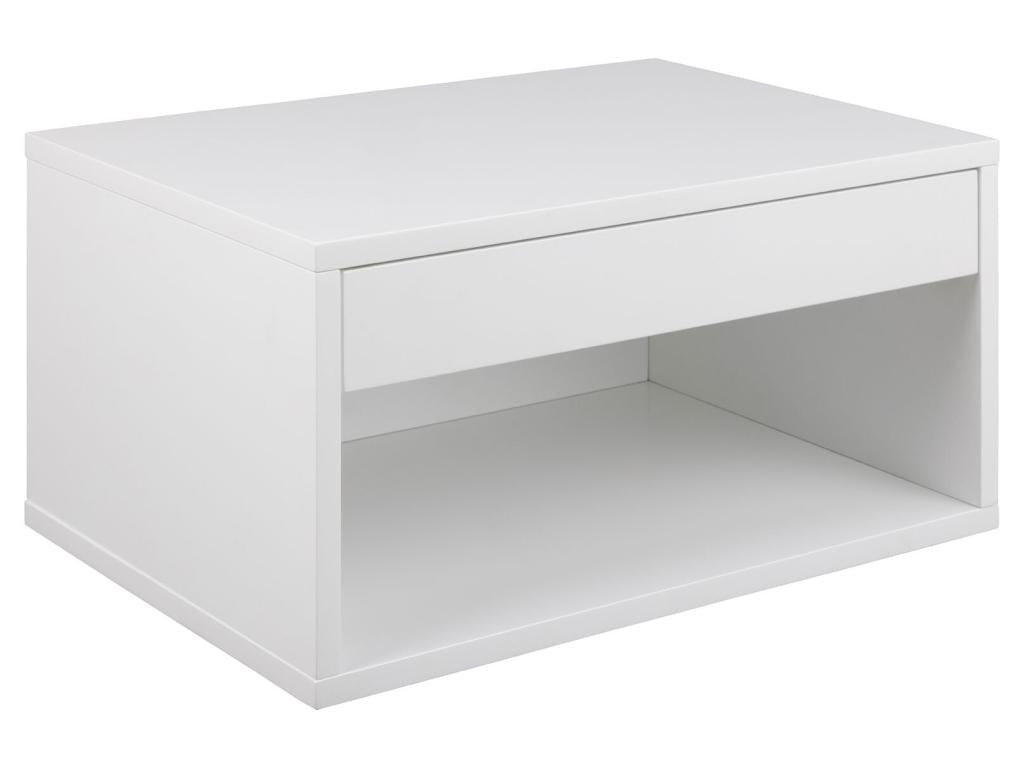 Homzora Nightstand with 1 Drawer and 1 Storage Shelf, White.