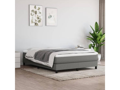 Upholstered bed base with mattress, dark grey, 140x200cm, fabric