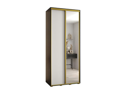 Homzora 3 Sliding Door Wardrobe 235.2/110/45 2 Doors Black/White/Gold