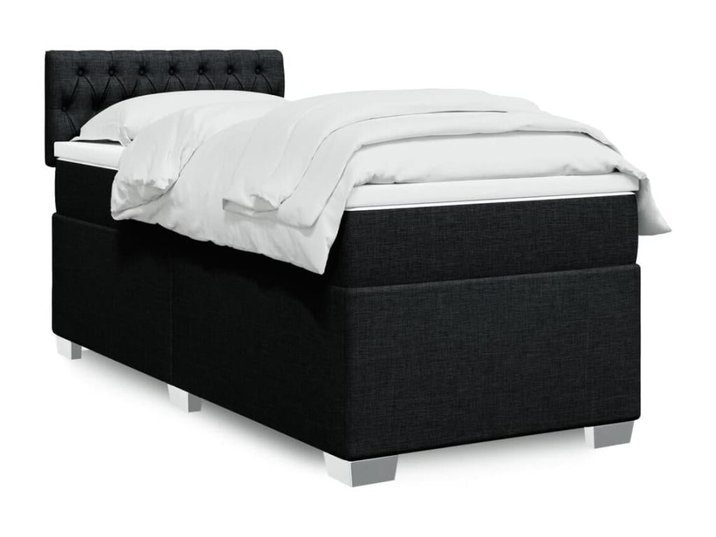 Meubiana bed base and mattress, black, 80x200 cm, fabric