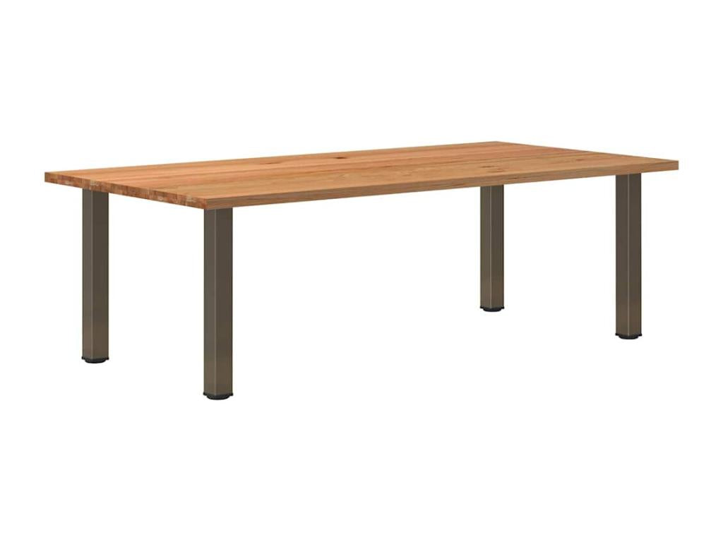 Rectangular light brown solid oak wood dining table
