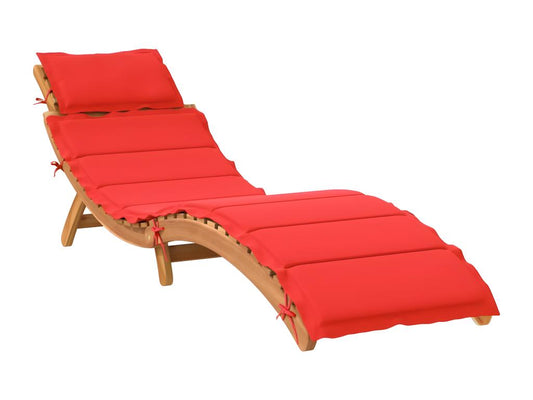 Lounge chair with red cushion, solid Doucezen wood