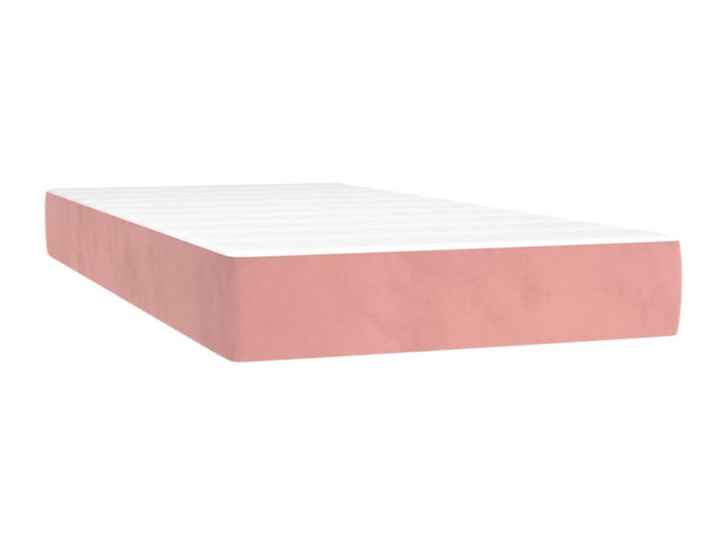 Meubiana bed base with mattress and LED light, Pink, 100x200 cm, Velvet