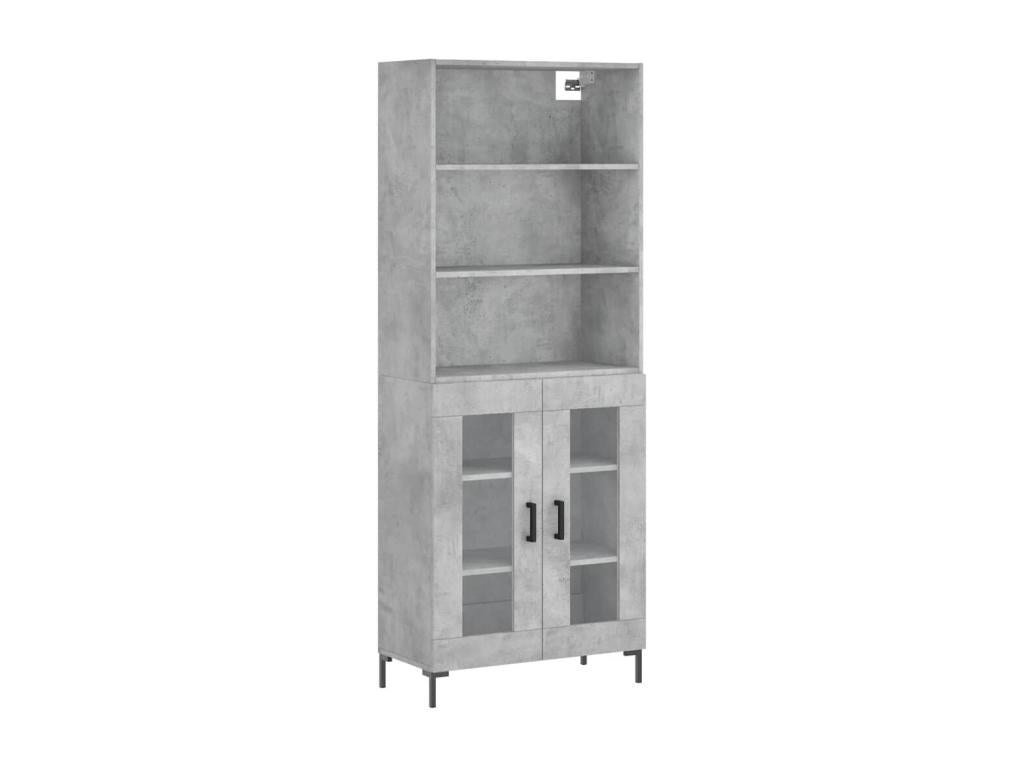 High sideboard, concrete grey, 69.5x34x180 cm, engineered wood