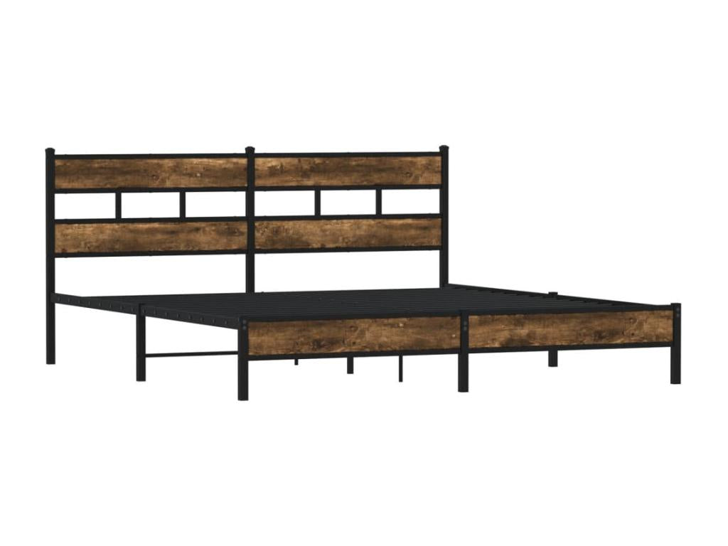 Metal bed frame without mattress, smoked oak, 180x200 cm