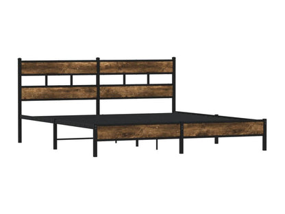 Metal bed frame without mattress, smoked oak, 180x200 cm