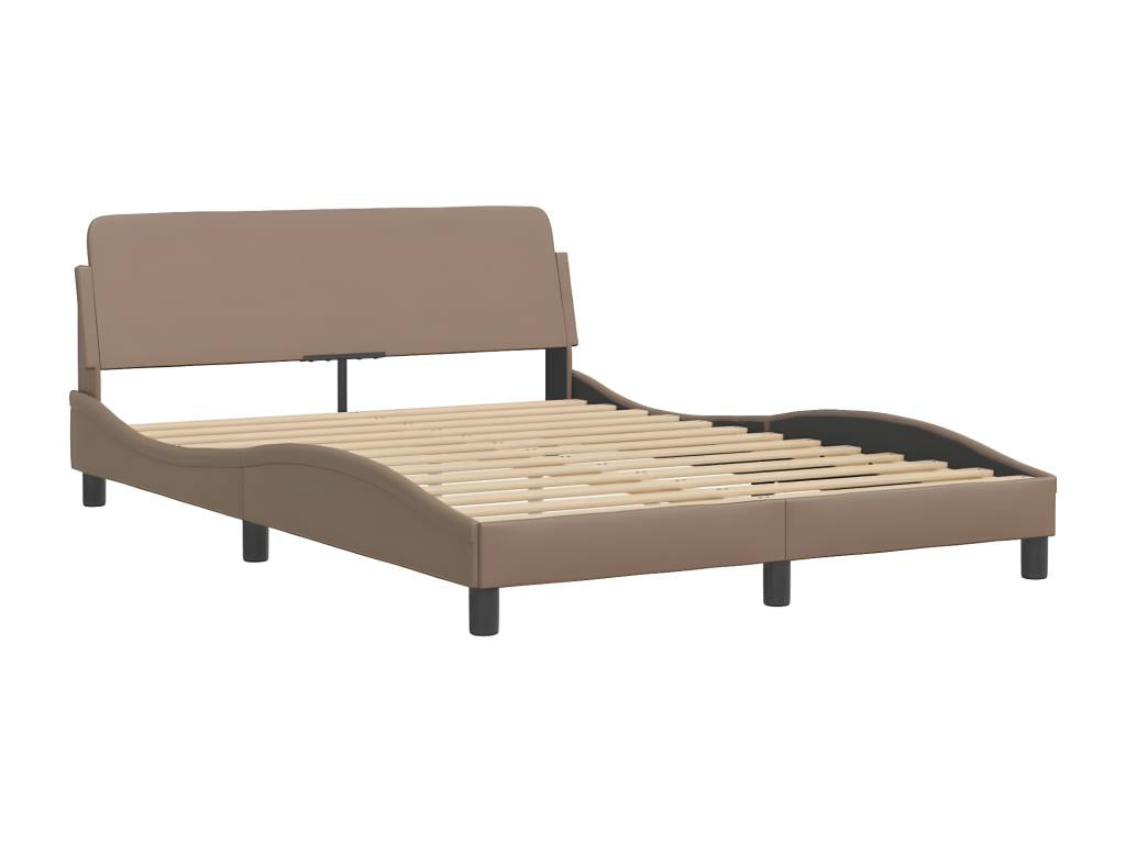Bed frame without mattress cappuccino 140x190 cm faux leather