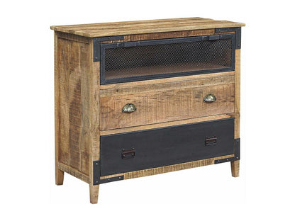 3-Drawer Chest of Drawers in Raw Wood and Metal - Mango Wood Farm