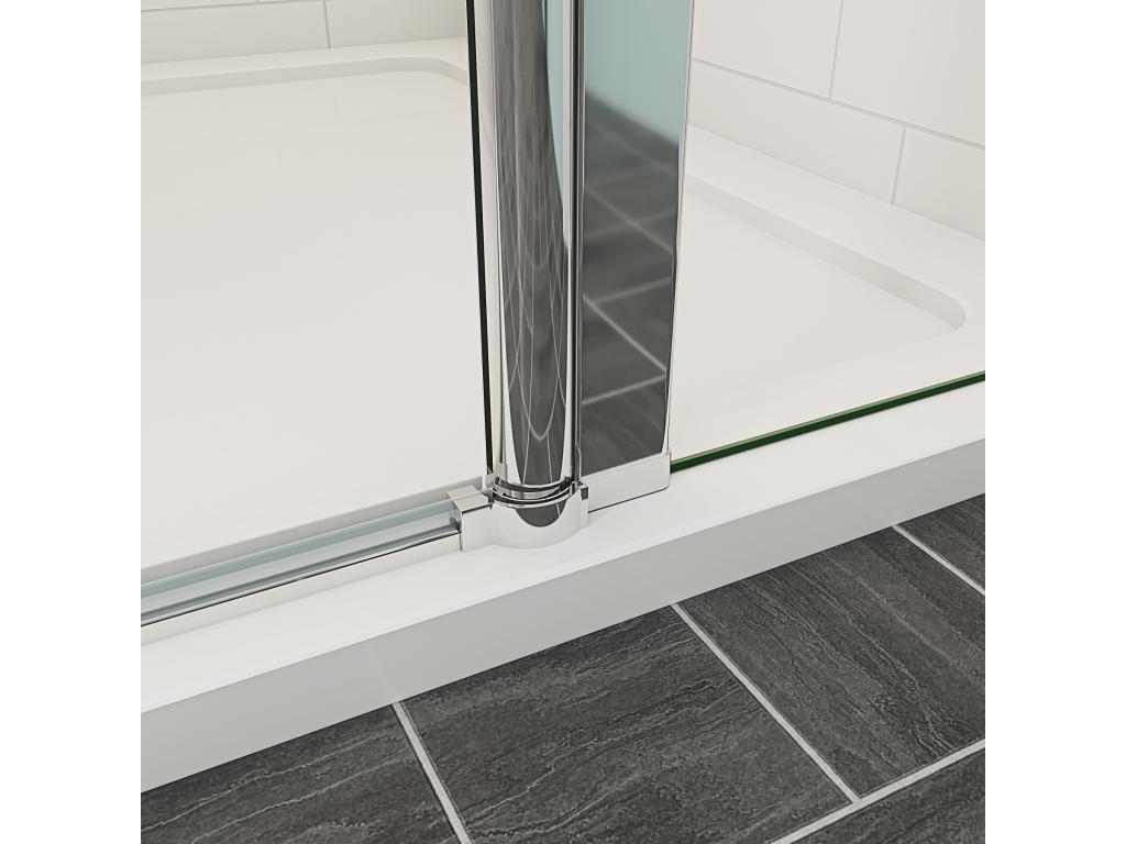 Meubiana 90x197cm shower door with 1 fixed panel in 6mm anti-limescale glass