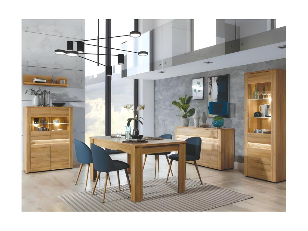 Four-door oak display cabinet with LED lighting - Meubiana - W 91.5 x D 40 x H 132 cm