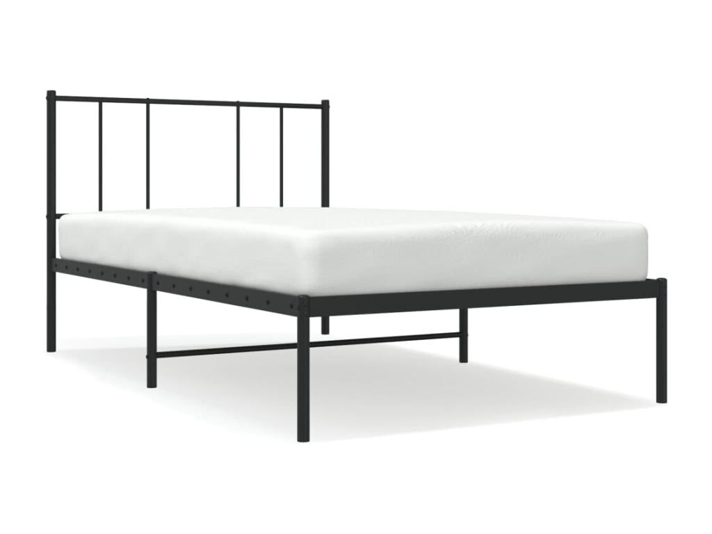 Metal bed frame with black headboard 90x190