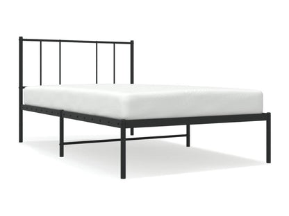 Metal bed frame with black headboard 90x190