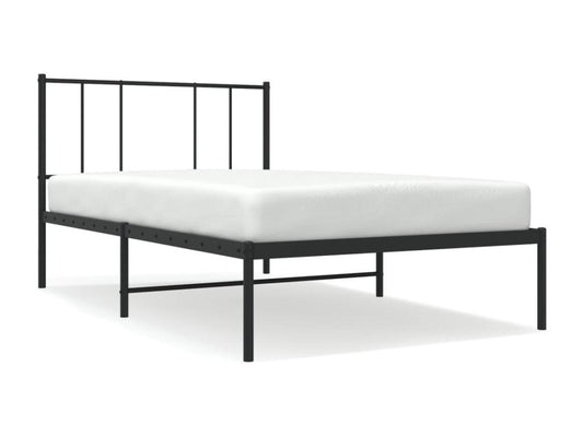 Metal bed frame with black headboard 90x190