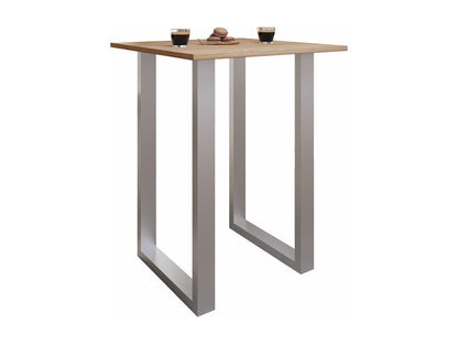 Meubiana Premium wood and aluminum bar table, high table, bistro table, Xona bar table, 80x50 cm, Silver/Oak, Meubiana