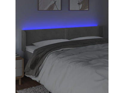 Light Grey LED Headboard 183x16x78/88 cm Velvet