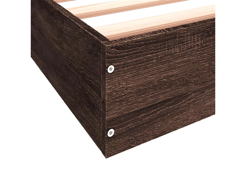 Brown oak bed frame 135x190 engineered wood