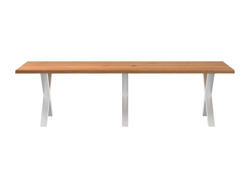 Rectangular light brown solid oak wood dining table