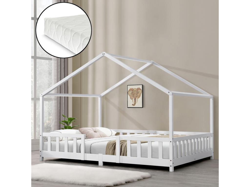 Meubiana Children's House-Shaped Bed with Cold Foam Mattress 200x120 cm White