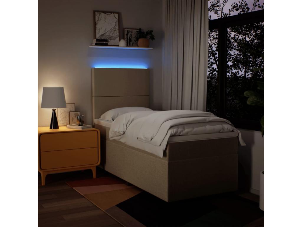 Homzora bed base with mattress, Cream, 100x200 cm, Fabric