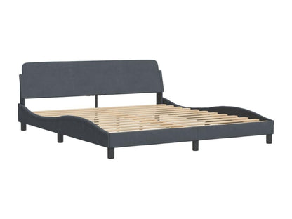 Bed frame with headboard, dark grey, 180x200 cm, velvet