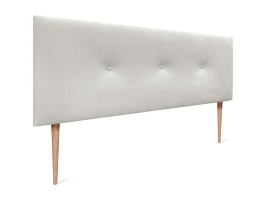 Meubiana Smooth Velvet Headboard with Buttons 145x115 with Bed Legs 120/135/140 - White