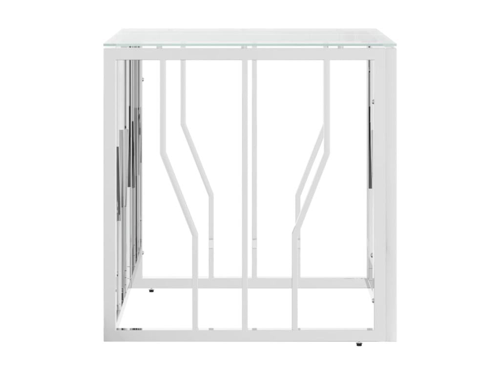 Silver coffee table 50x50x50 cm stainless steel and glass