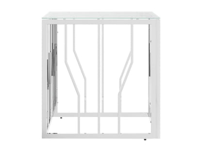 Silver coffee table 50x50x50 cm stainless steel and glass
