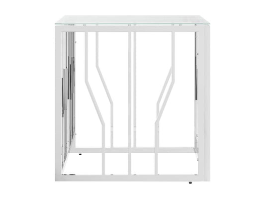 Silver coffee table 50x50x50 cm stainless steel and glass