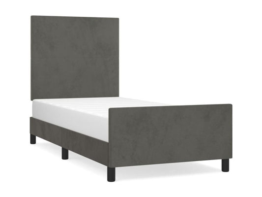 Dark grey velvet bed frame (80x200 cm) without mattress