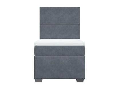 Meubiana bed base and mattress, dark grey, 90x190 cm, velvet