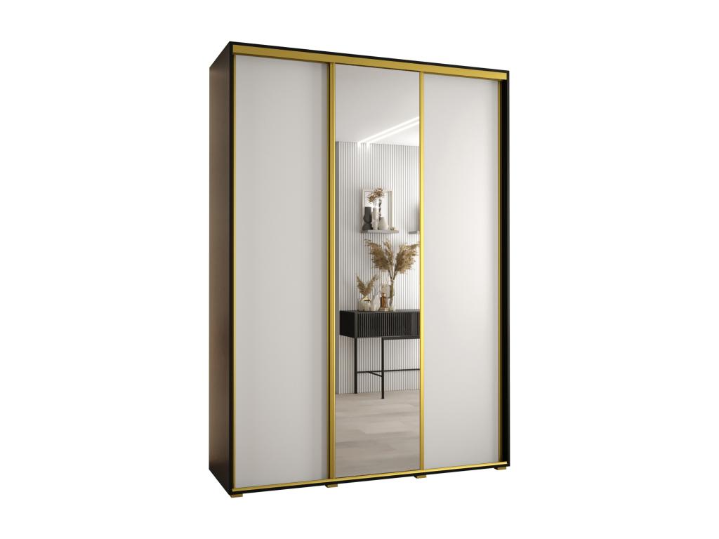 Homzora 3-Door Sliding Wardrobe 235.2/180/45 3 Doors Black/White/Gold