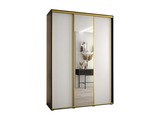 Homzora 3-Door Sliding Wardrobe 235.2/180/45 3 Doors Black/White/Gold