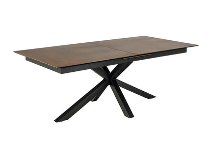 Eurame - Extendable dining table for 6 to 12 people in ceramic and metal, 200-240x100cm - Brown