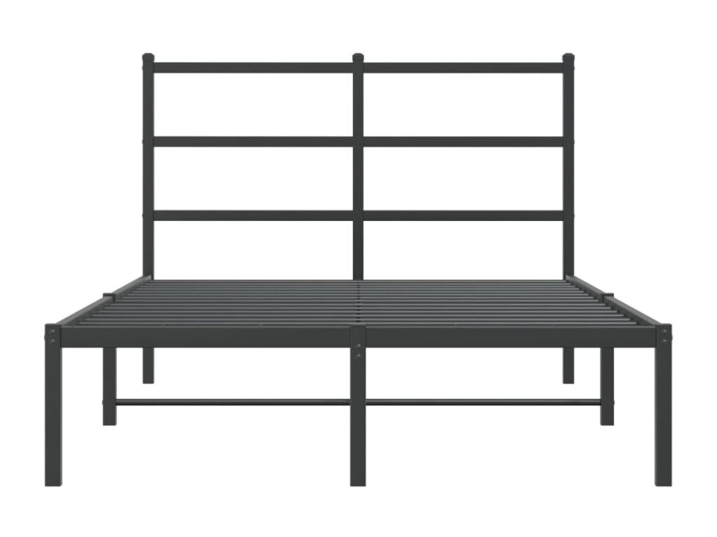 Metal bed frame without mattress, with black headboard, 120x200cm