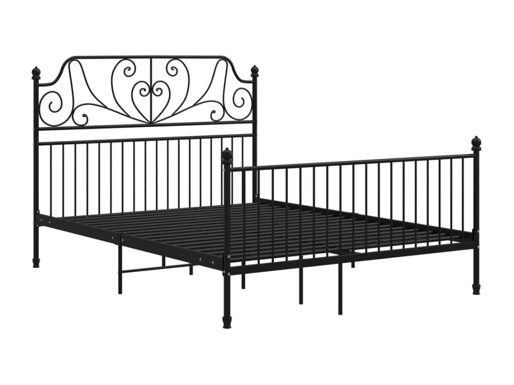Black metal bed frame without mattress, 160x200 cm