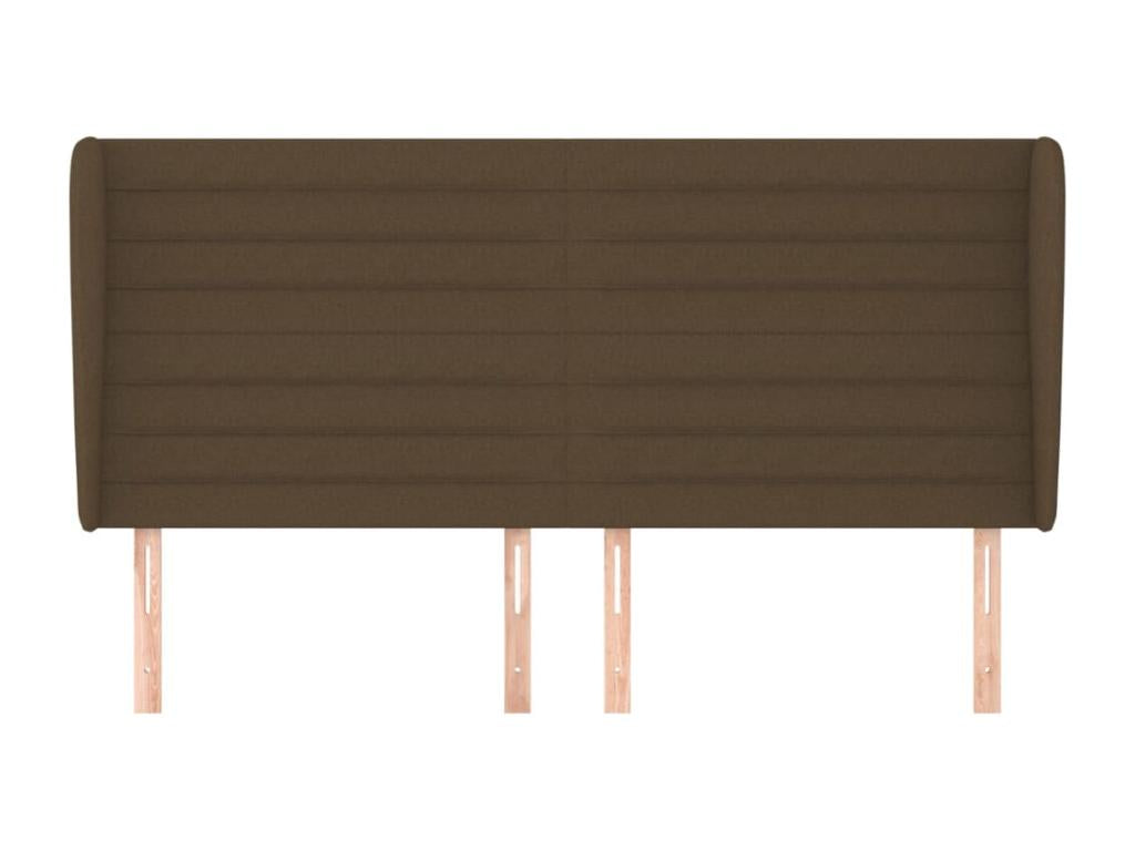 Headboard with wings, dark brown, 203x23x118/128 cm, fabric