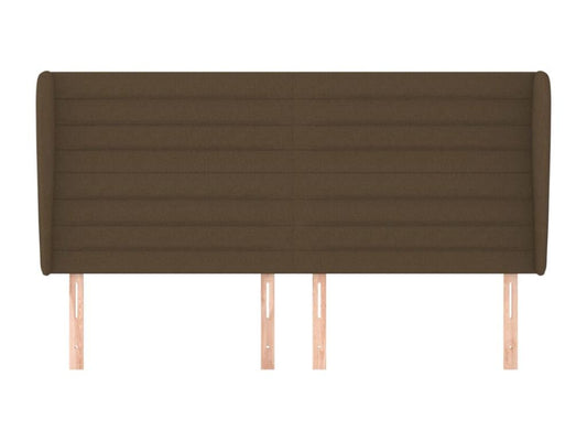 Headboard with wings, dark brown, 203x23x118/128 cm, fabric