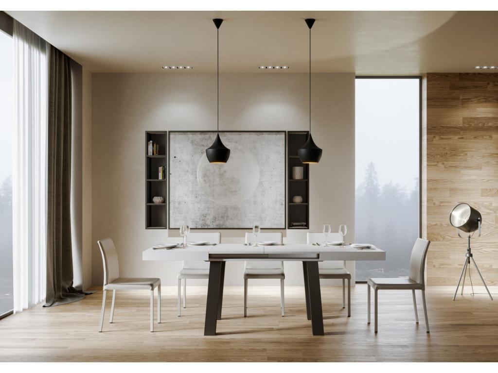 Extendable table 90x140/244 cm Bridge White Ash with Anthracite frame