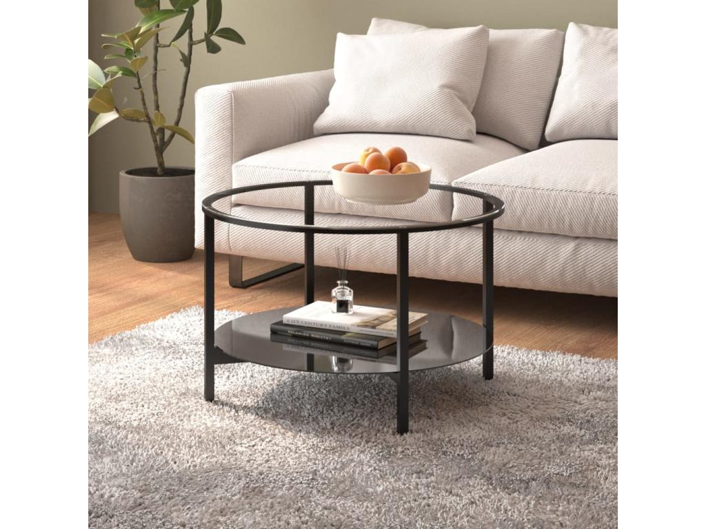 Black and transparent tea table, 70cm, tempered glass