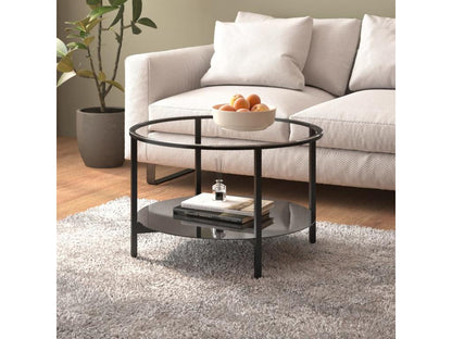 Black and transparent tea table, 70cm, tempered glass