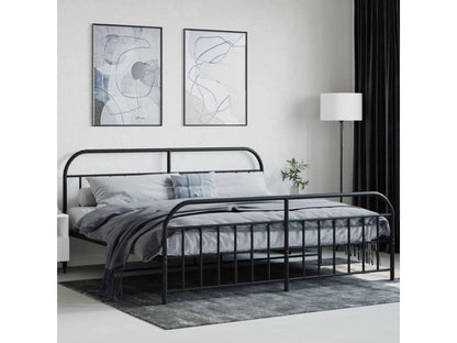 Metal bed frame with headboard and footboard, black, 193x203