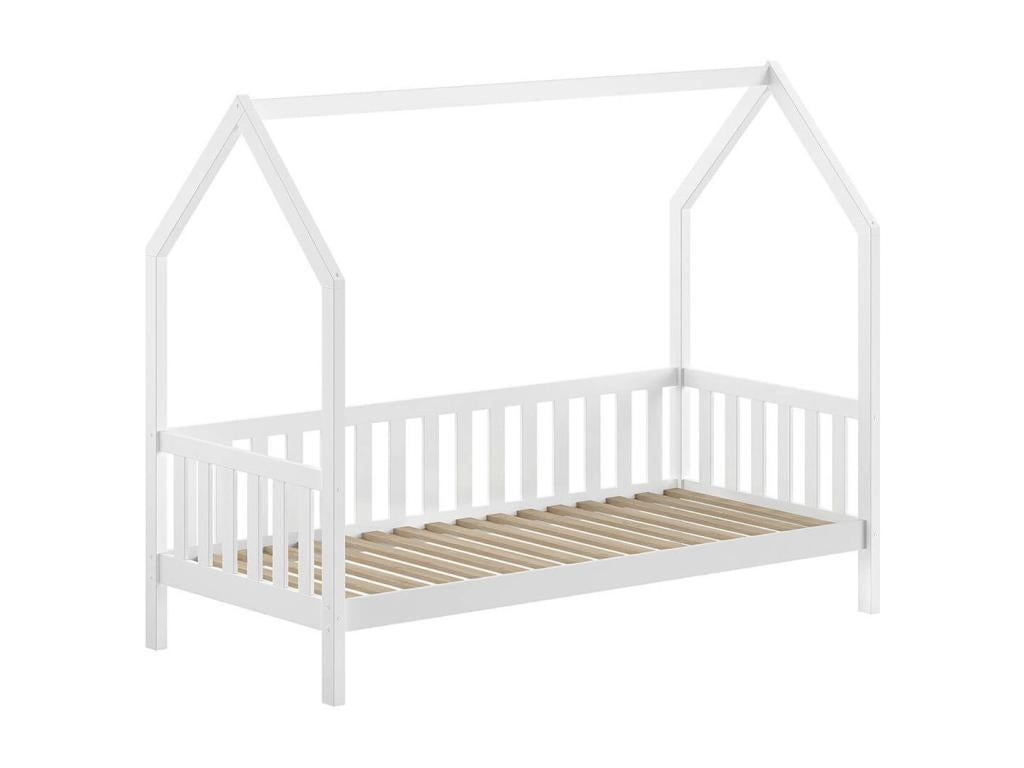 CABIN - Cabin Bed with Guardrails 90x200cm in Solid White Lacquered Pine