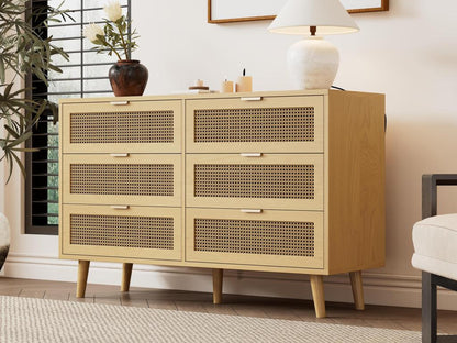 Low sideboard - with 6 drawers - Light natural